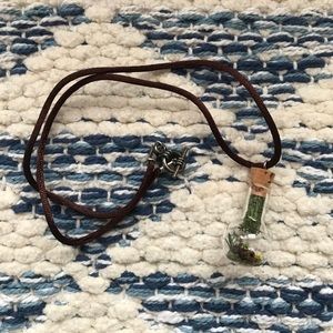 Vintage Forest Sylvan Frog Glass Bottle Pendant Necklace Art Handmade Unique